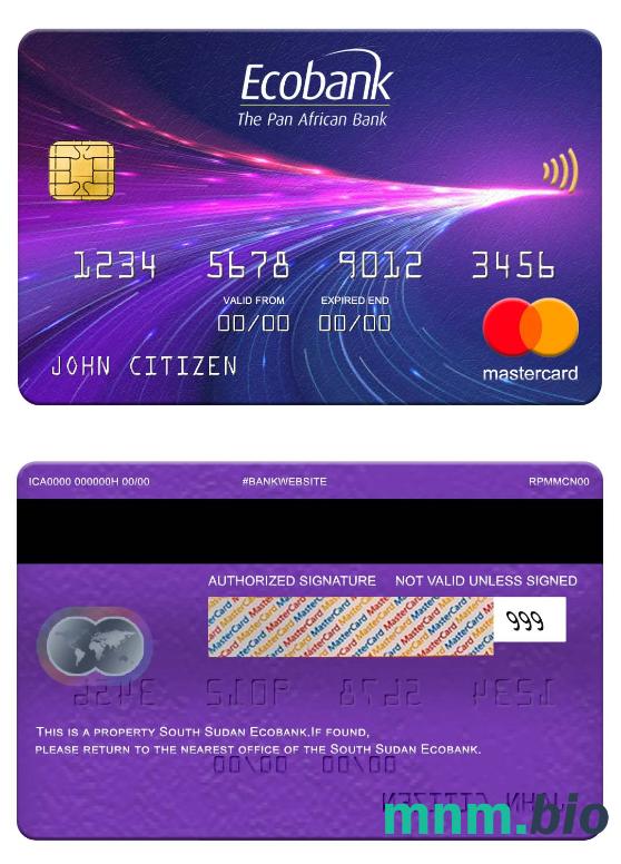 South Sudan Ecobank przykład karty mastercard w formacie PSD